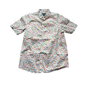 Club Room Short Sleeve Button-Up Flamingo Print Men's Shirt